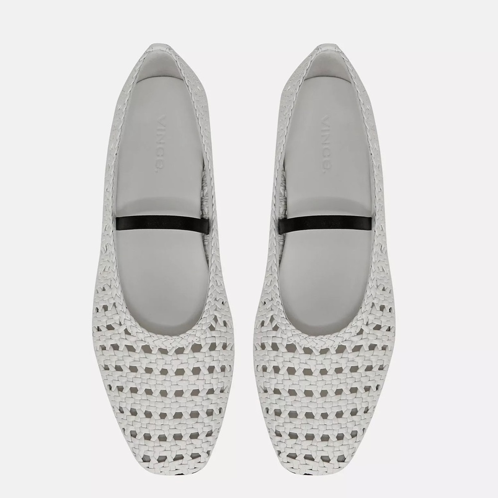 Vince Vivian Woven Leather Mary Jane Flats white – Size 6 NWOB